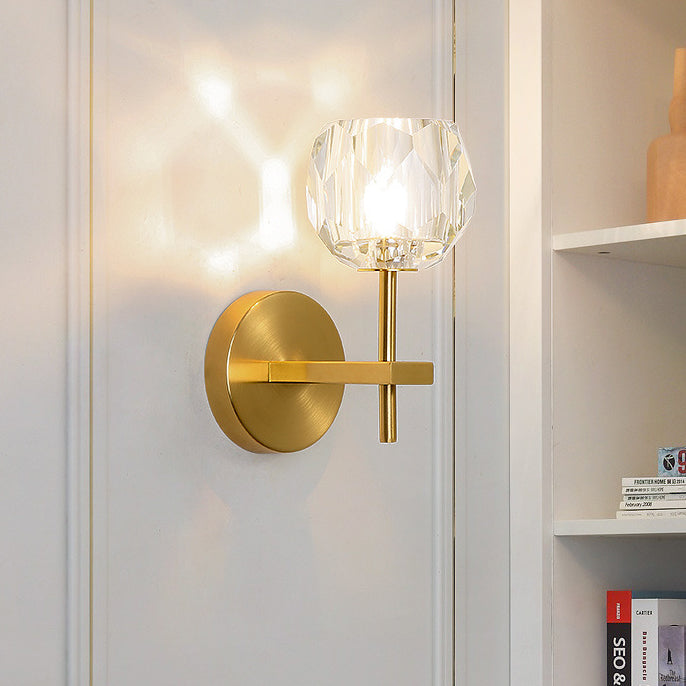 Moderne Mid-Century Kristall Ball Eisen gerade Pole 1-Licht Wandleuchte Lampe für Wohnzimmer 