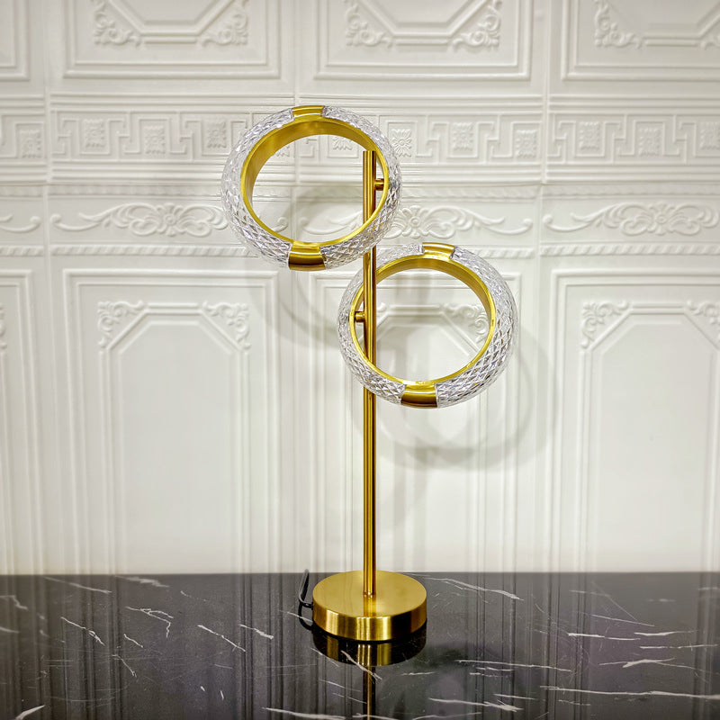 Moderne Luxus Kreis Galvanisierte Eisen LED Tisch Lampe Für Schlafzimmer 