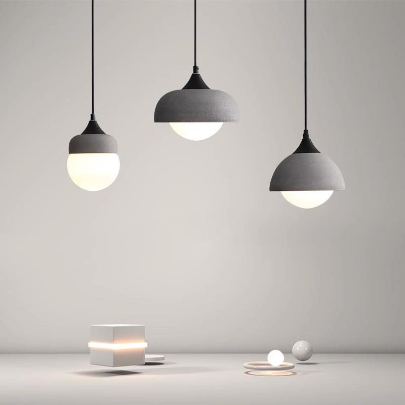 Contemporary Industrial Orb Cement Glass 1-Light Pendant Light For Bedroom