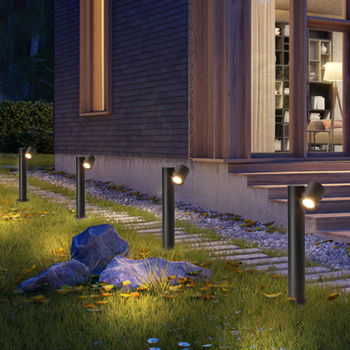 Lumière de jardin extérieure LED en aluminium avec cylindre rond rotatif minimaliste moderne en verre trempé 