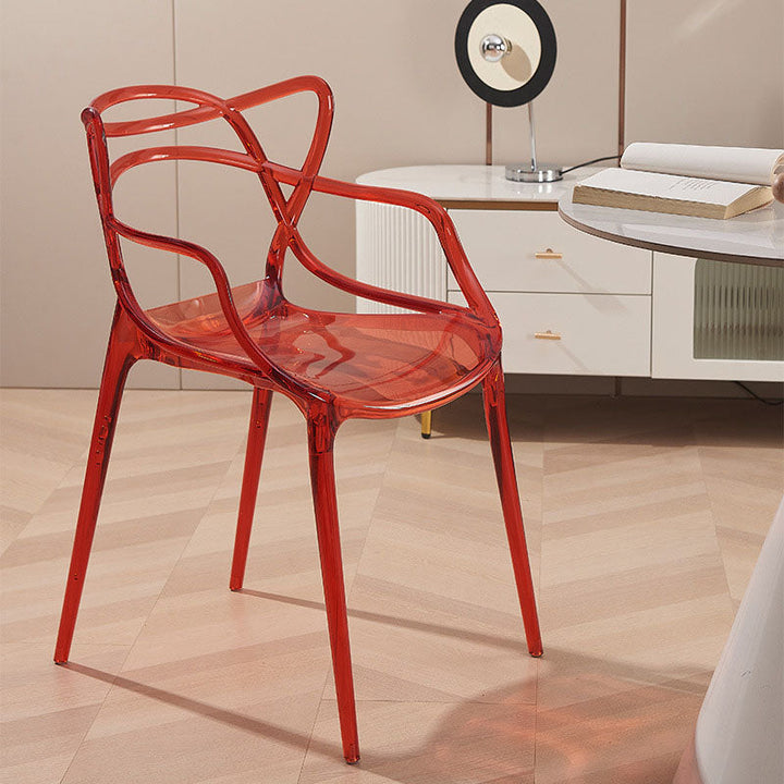 Contemporary Creative Curved Frame PC Plastic Dining Chair Backrest Armrest For Dining Room