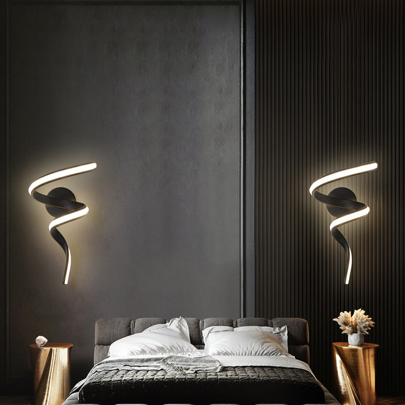 Zeitgenössische kreative Spirale Eisen Aluminium Silikon LED Wandleuchte Lampe für Wohnzimmer 