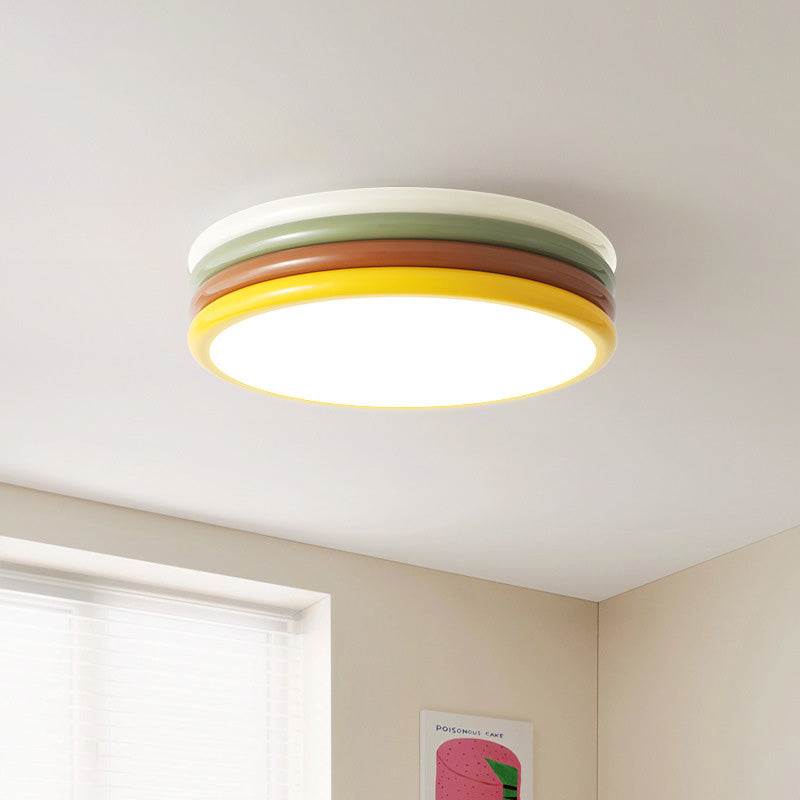 Zeitgenössische kreative Eisen Acryl Runde Hamburger LED Unterputz Deckenleuchte für Schlafzimmer 