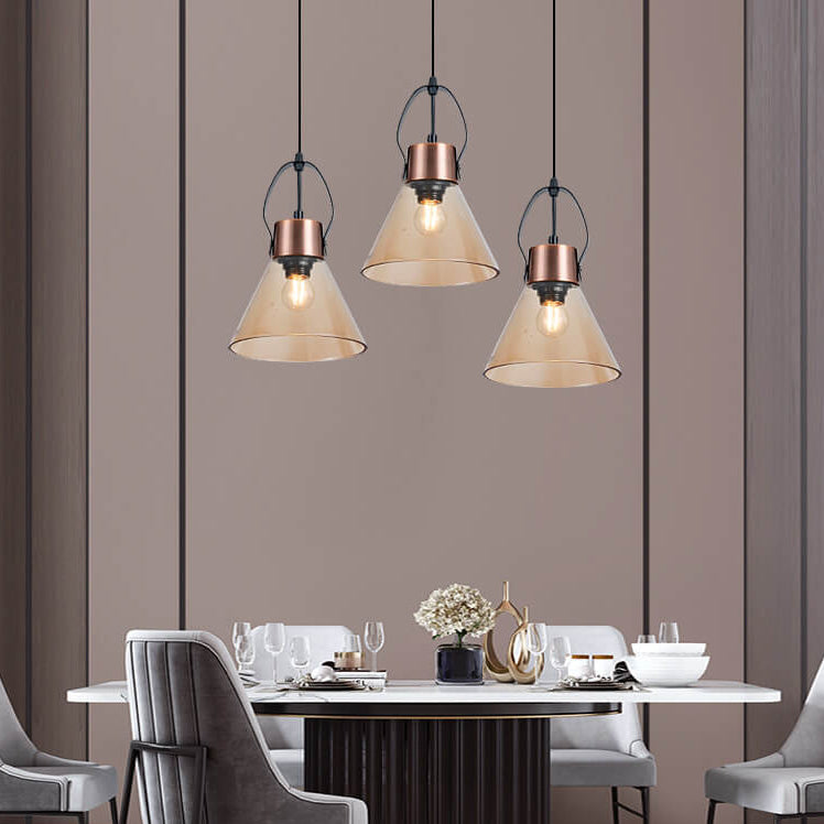 Lámpara colgante de 1 luz de vidrio y hierro forjado minimalista industrial 