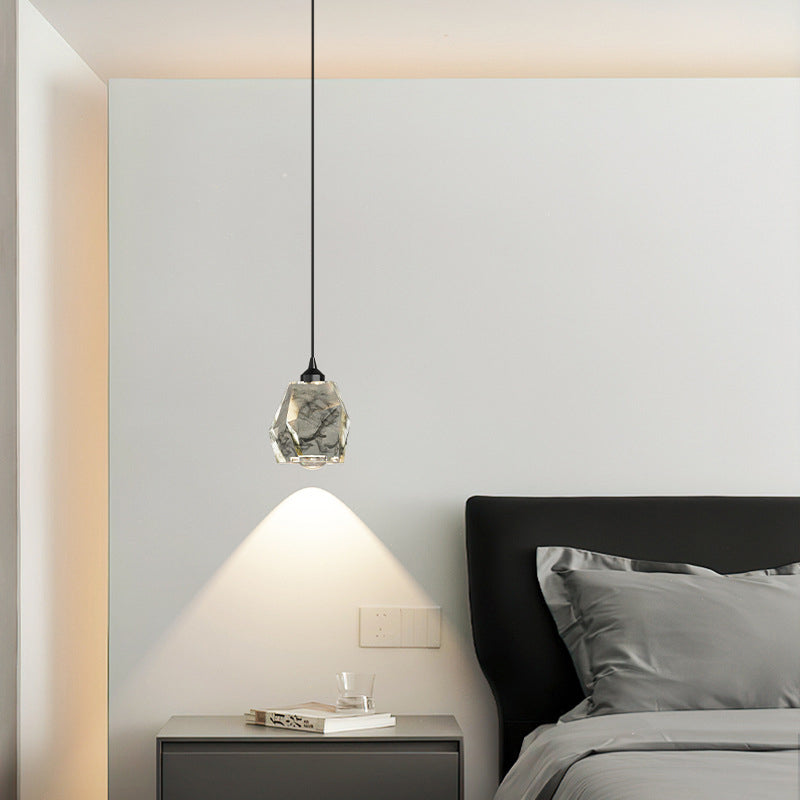 Zeitgenössische Luxus-Vollkupferrahmen Harz Blattgold Tintenmalerei Schatten LED Pendelleuchte für Wohnzimmer 