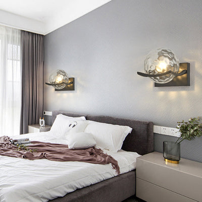 Moderne Einfachheit Eisen Wasser Muster Glas Ball Schatten 1-Licht Wand Leuchte Lampe Für Schlafzimmer 