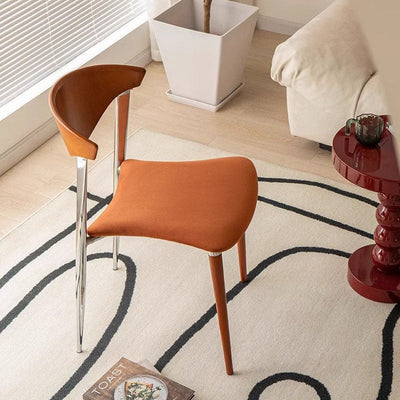 Chaise de salle à manger contemporaine rétro en bois de hêtre, fer, velours, éponge carrée avec dossier incurvé pour salle à manger 