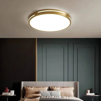 Modern Light Luxury Gold Round Copper Acrylic LED Flush Mount Ceiling Light