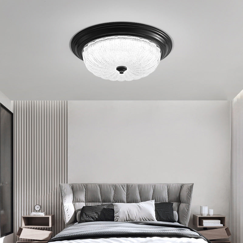 Luz de techo LED empotrada de cobre con cristal redondo nórdico contemporáneo para dormitorio 