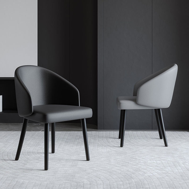 Chaise de salle à manger contemporaine nordique avec dossier en cuir PU, structure trapézoïdale, en bois de frêne, pour salle à manger 