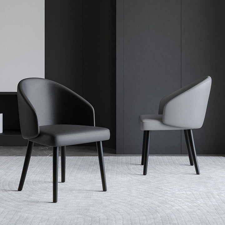 Chaise de salle à manger contemporaine nordique avec dossier en cuir PU, structure trapézoïdale, en bois de frêne, pour salle à manger 
