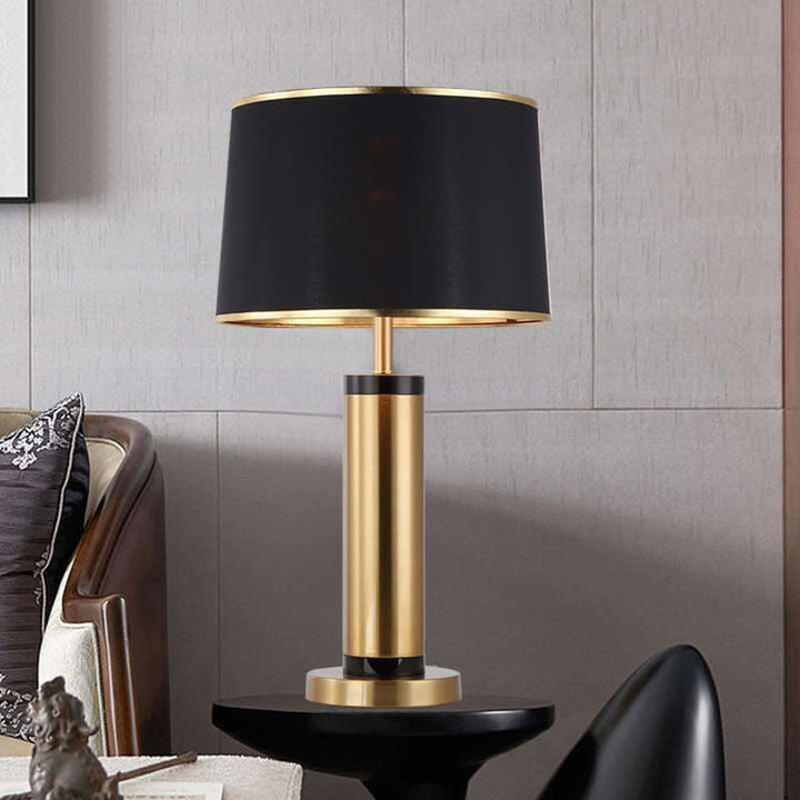 Moderne Übergangszylinder Eisengewebe 1-Licht Tischlampe für Wohnzimmer 