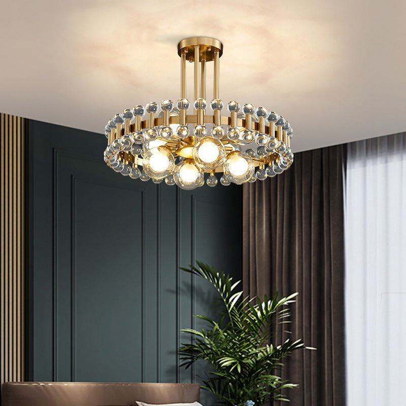 Moderner Luxus Gold Finish Rahmen Bunte Glas Schatten 6/8/10-Licht Kronleuchter Für Wohnzimmer 