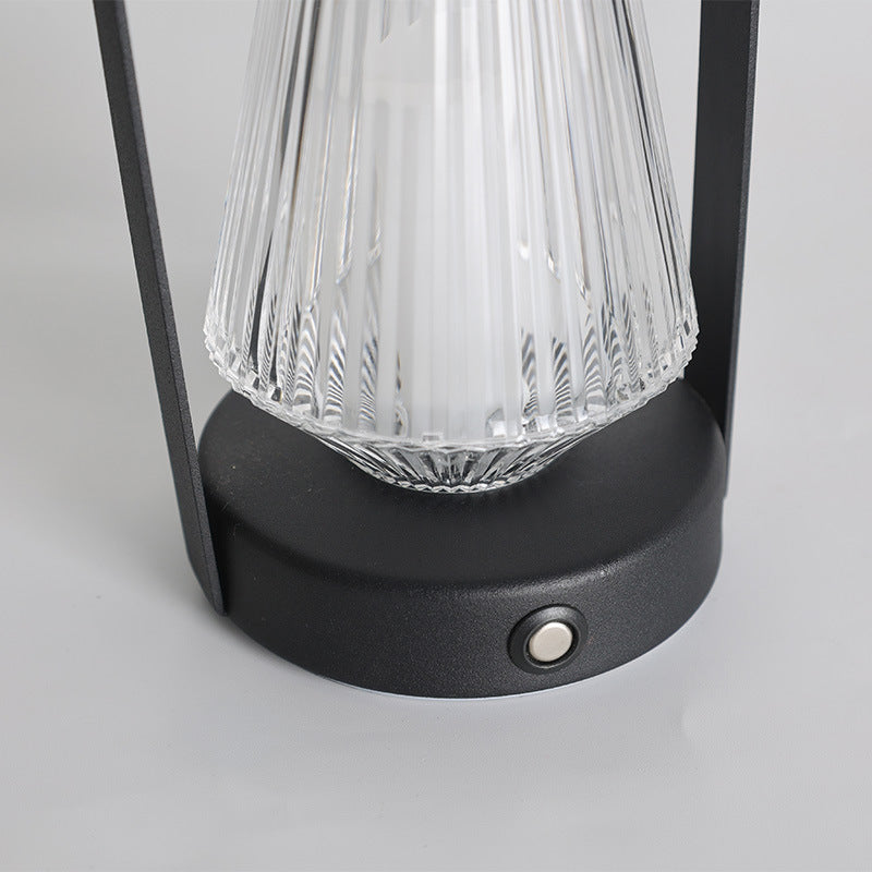 Moderne Retro Eisen Acryl Elliptische Konische LED Hängen Wiederaufladbare Tisch Lampe Für 