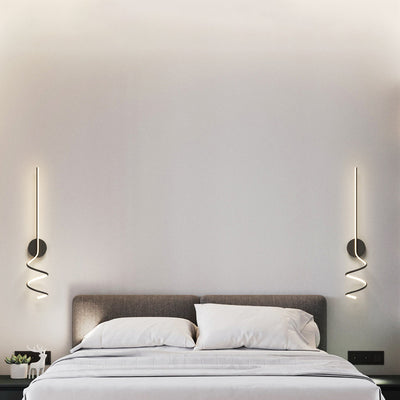 Lámpara Aplique de Pared LED de Hierro y Aluminio en Espiral Minimalista Moderna para Dormitorio 