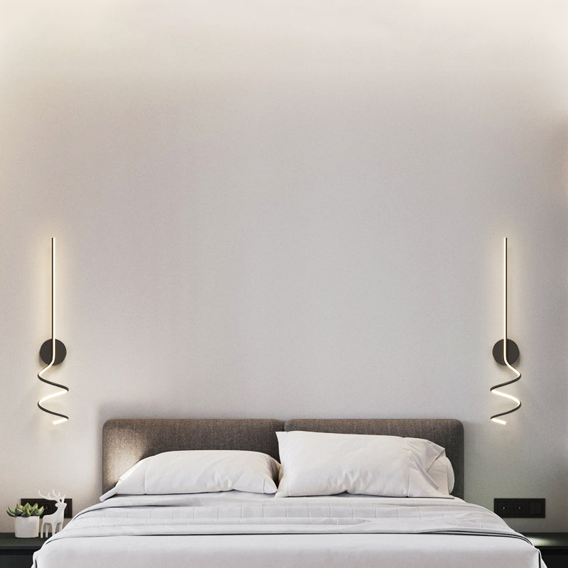 Lámpara Aplique de Pared LED de Hierro y Aluminio en Espiral Minimalista Moderna para Dormitorio 