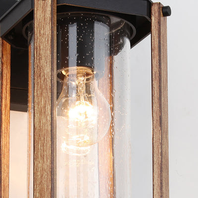 Lámpara Aplique de Pared Exterior de 1 Luz de Vidrio y Aluminio Hierro Rectangular de Simplicidad Moderna para Patio Exterior 