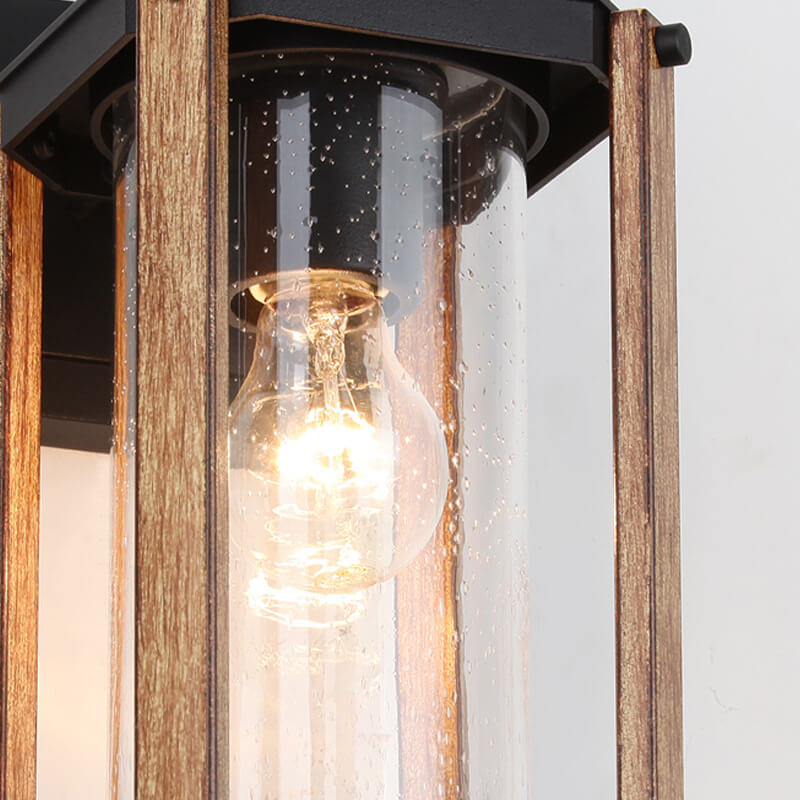 Lámpara Aplique de Pared Exterior de 1 Luz de Vidrio y Aluminio Hierro Rectangular de Simplicidad Moderna para Patio Exterior 