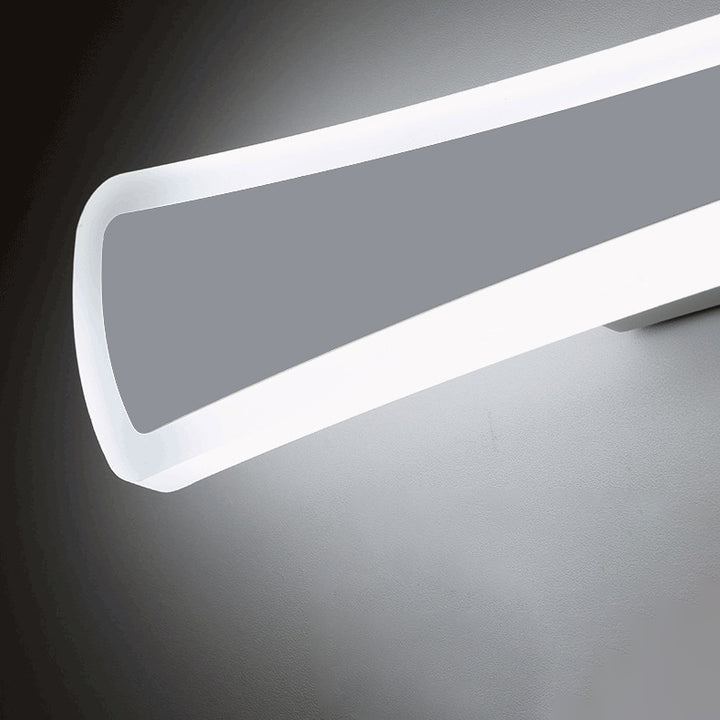 Lampe murale contemporaine scandinave en acrylique LED avec rectangle à longue courbe pour miroir, pour salle de bain 