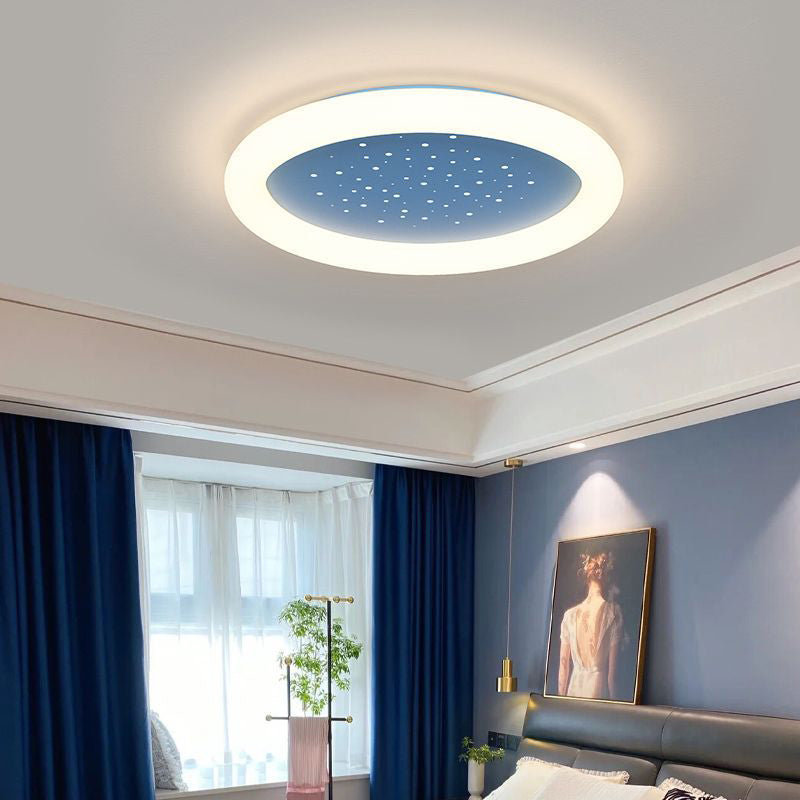Plafonnier LED rond en fer acrylique simplicité moderne ciel étoilé pour chambre 