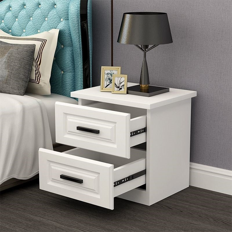 Table de chevet moderne minimaliste rectangulaire en métal avec panneau artificiel à 2 tiroirs pour chambre 
