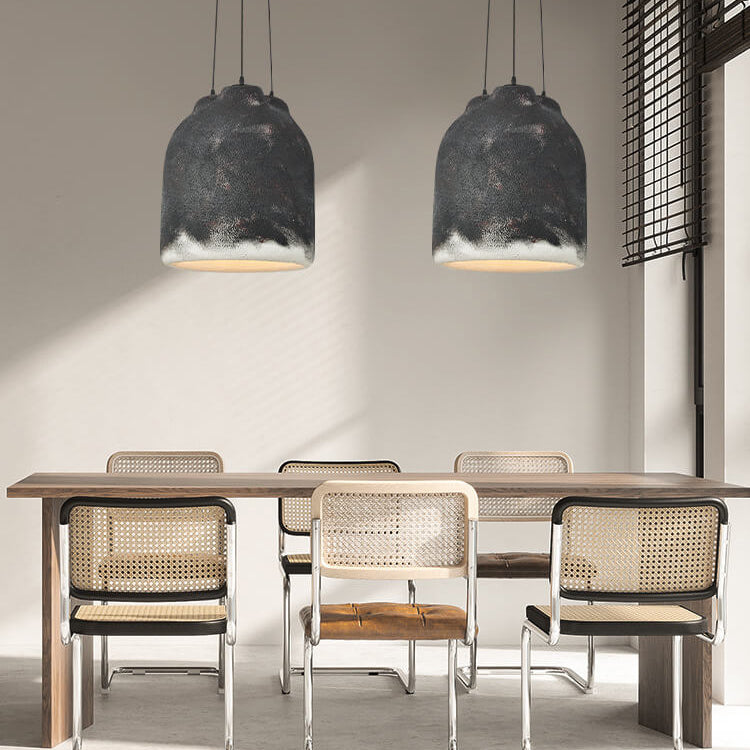 Contemporary Industrial High Density EPS Cylinder Jar Handmade 3- Light Pendant Light For Dining Room