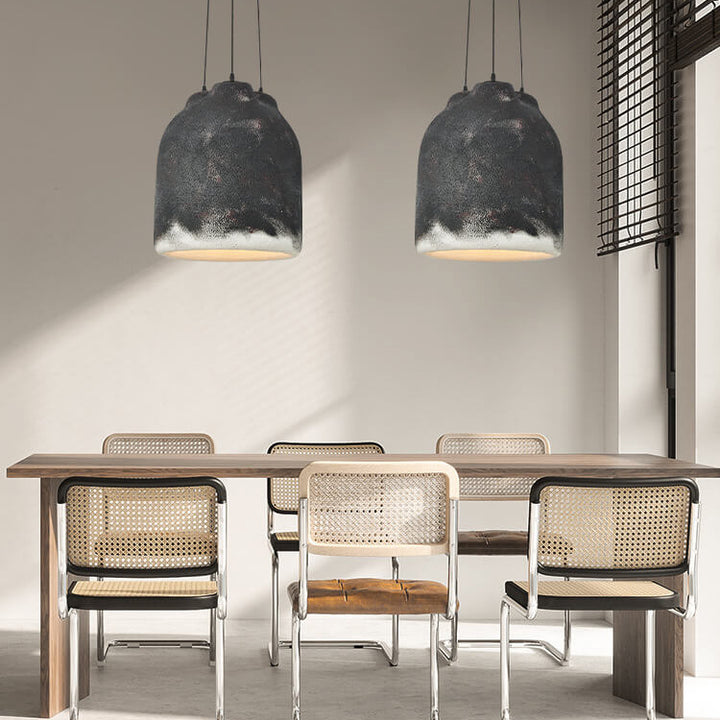 Contemporary Industrial High Density EPS Cylinder Jar Handmade 3- Light Pendant Light For Dining Room