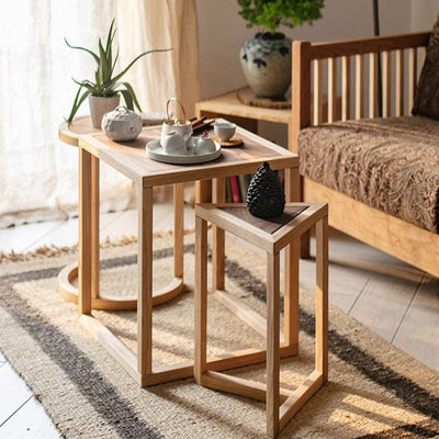 Moderne Einfachheit Runder Dreieckiger Quadratischer Holz-Beistelltisch für das Wohnzimmer 