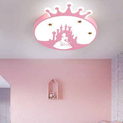 Nordic Creative Simple Wrought Iron Cartoon Crown LED Flush Mount Ceiling Light