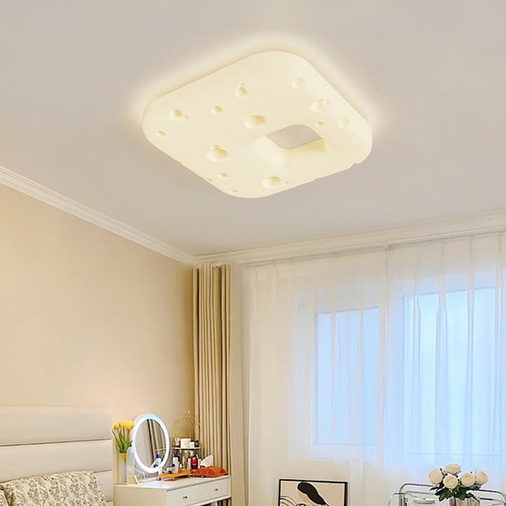 Design contemporain de biscuits à la crème nordique carré PE abat-jour LED plafonnier pour salon 