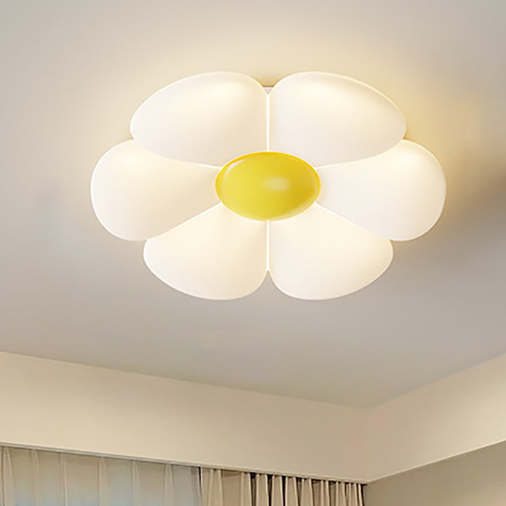 Zeitgenössische kreative Daisy Flower PE Eisen LED Unterputz Deckenleuchte für Schlafzimmer 