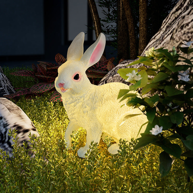 Modern Art Deco Solar Waterproof Resin Rabbit Carrot LED Landscape Lighting Outdoor Light For Garden