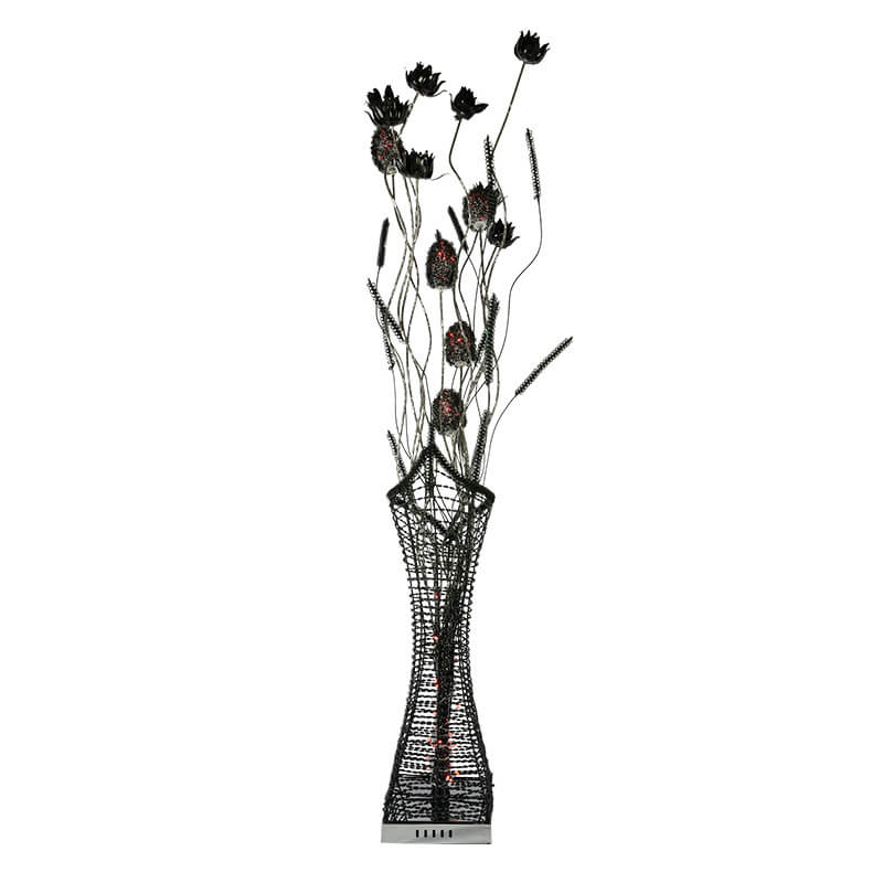 Rustikale romantische handgefertigte Lotusblumen-Cluster-Aluminiumrahmen-LED-Stehlampe 