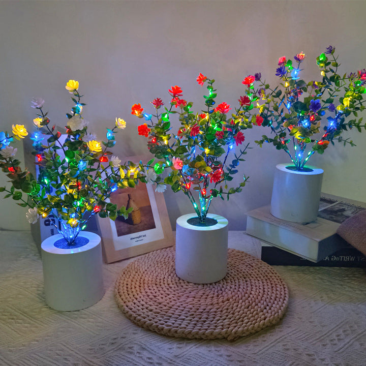 Lámpara de Mesa LED de Flor de Loto de Plástico Minimalista Moderna para Sala de Estar 