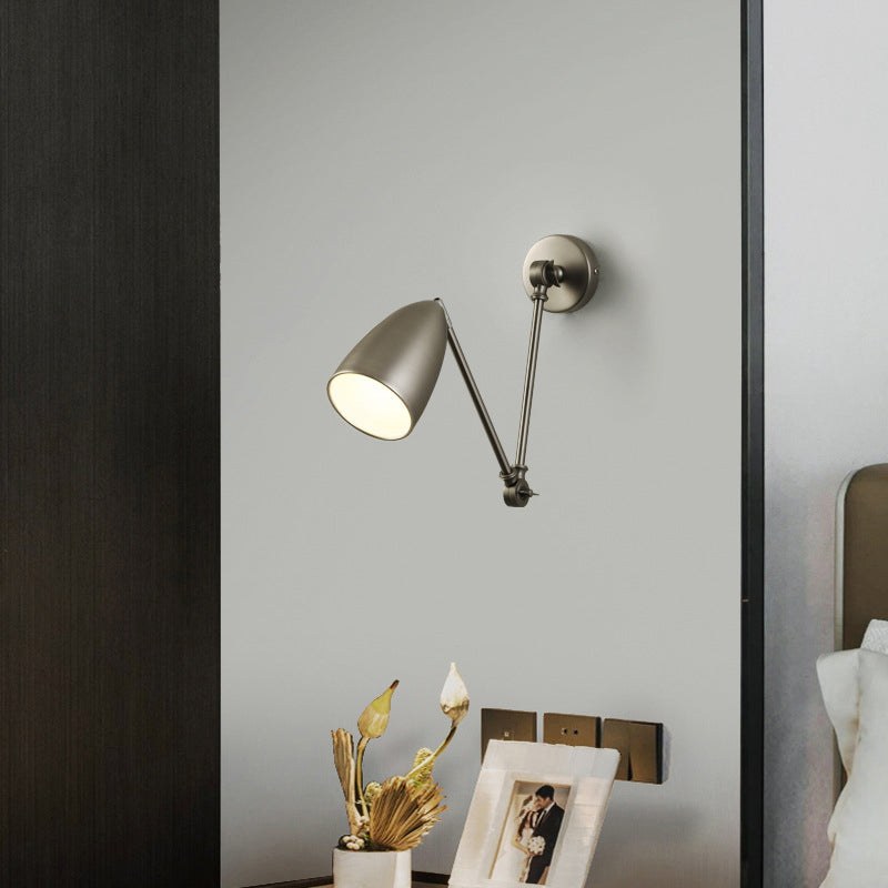 Zeitgenössische industrielle schwenkbare Kegel Metall 1-Licht Wandleuchte Lampe für Schlafzimmer 