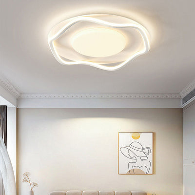Plafonnier LED en fer carré rond créatif contemporain en PVC pour salon 