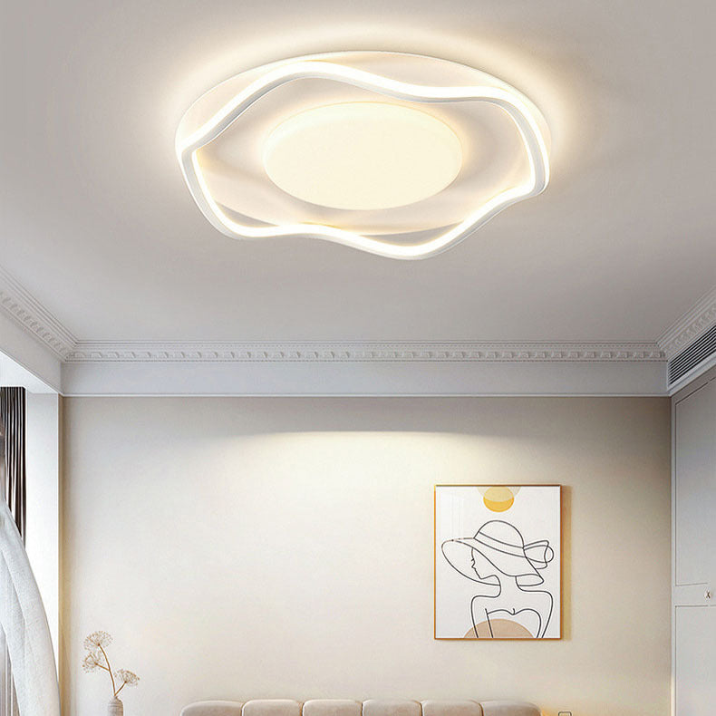 Plafonnier LED en fer carré rond créatif contemporain en PVC pour salon 