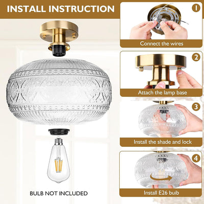 Luz de techo semiempotrada de 1 luz de hierro cristalino de vidrio esférico con patrón redondo minimalista moderno para sala de estar 