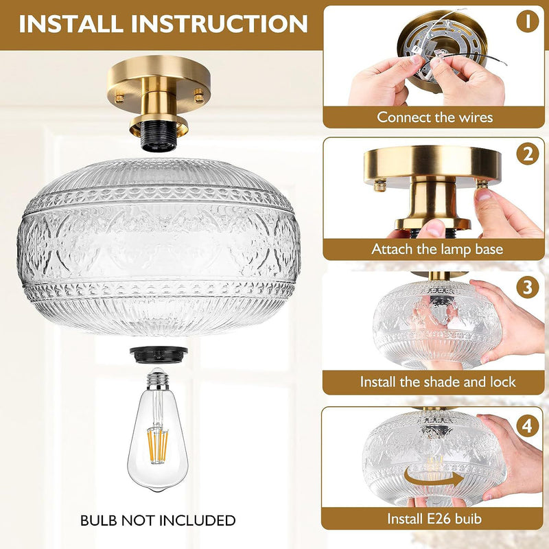 Luz de techo semiempotrada de 1 luz de hierro cristalino de vidrio esférico con patrón redondo minimalista moderno para sala de estar 