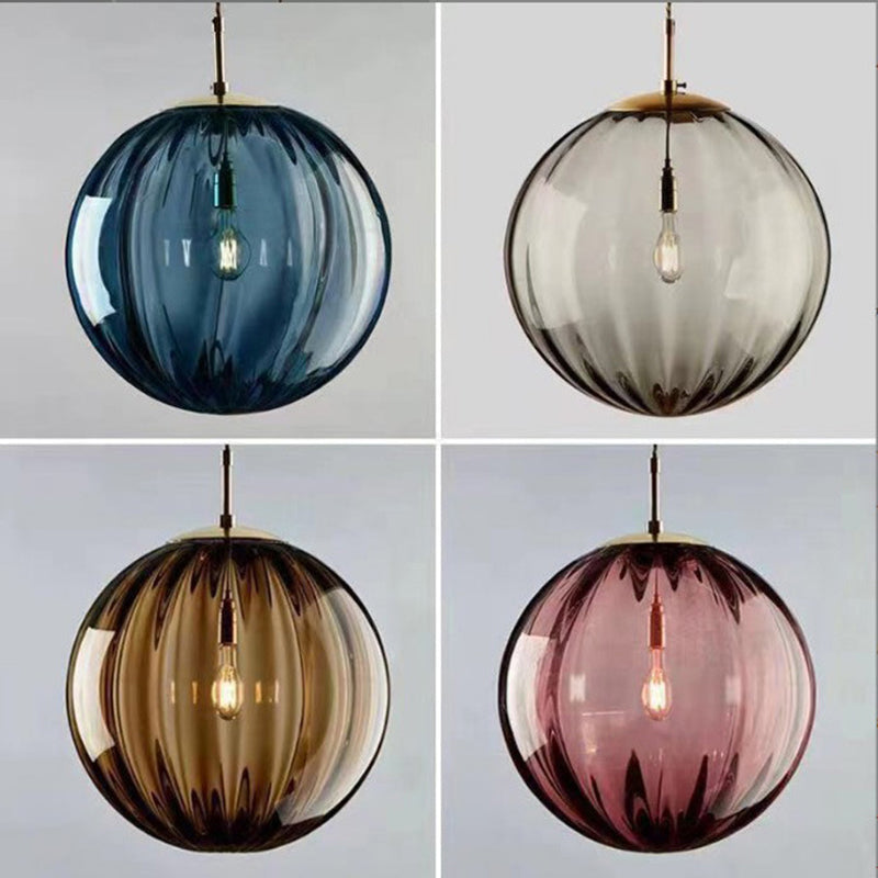 Zeitgenössische nordische Wasserwellen-Pendelleuchte aus kugelförmigem Glasschirm mit 1 Licht für das Wohnzimmer 