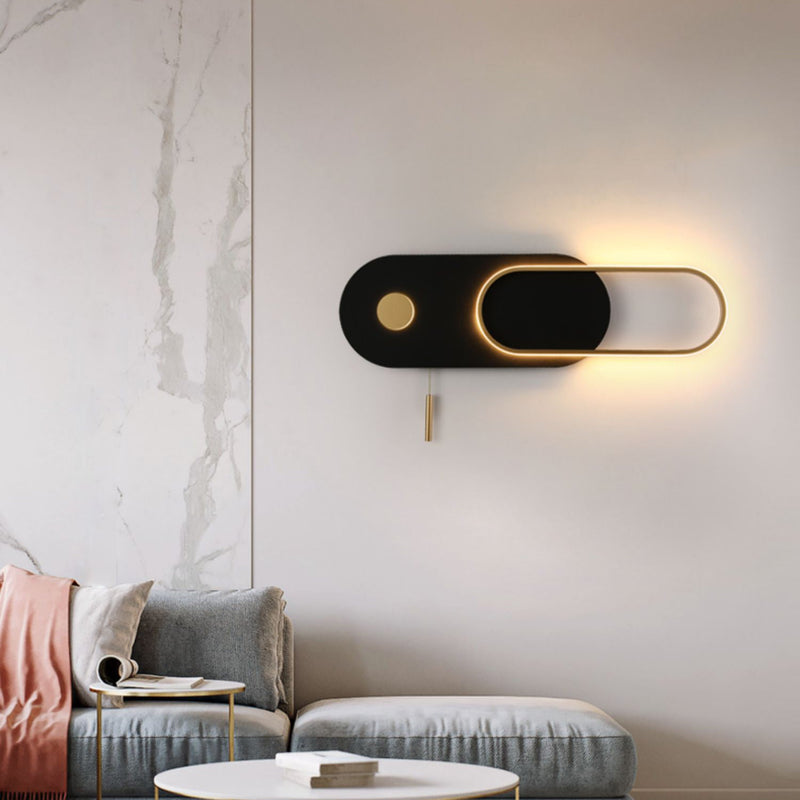 Moderne minimalistische ovale Eisen Acryl LED Wandleuchte Lampe für Schlafzimmer 