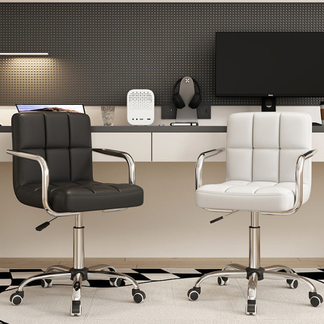 Moderne Einfachheit Leder Stahl SGS Schwamm Quadrat Gitter Schreibtischstuhl Rückenlehne Drehbar Verstellbar Für Home Office 