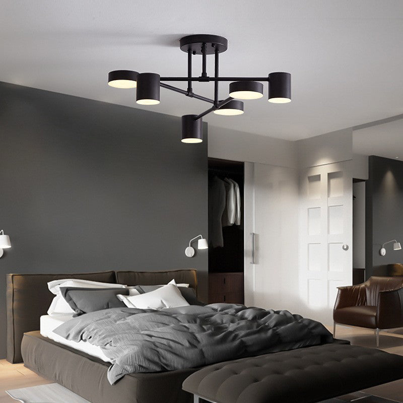 Zeitgenössische nordische Eisen Aluminium Acryl Runde Zylinder Zweig LED Semi-Flush Mount Deckenleuchte für Wohnzimmer 