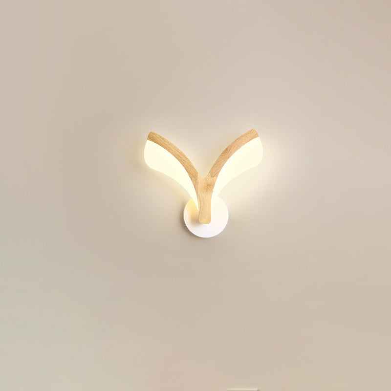 Applique murale LED en bois incurvé japonais traditionnel avec acrylique pour chambre 