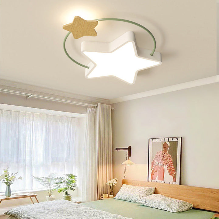 Zeitgenössische skandinavische Eisen Pentagramm Kreis Ring Acryl LED Unterputz Deckenleuchte für Wohnzimmer 