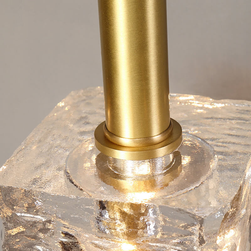 Modern Luxury Crystal Cube Copper 1-Light Wall Sconce Lamp For Living Room