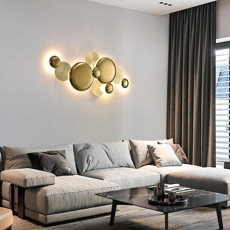 Lámpara de Aplique de Pared LED Redonda de Metal Moderno de Lujo para Sala de Estar 