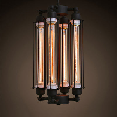 Retro Industrial Long 4-Light Island Light Chandelier