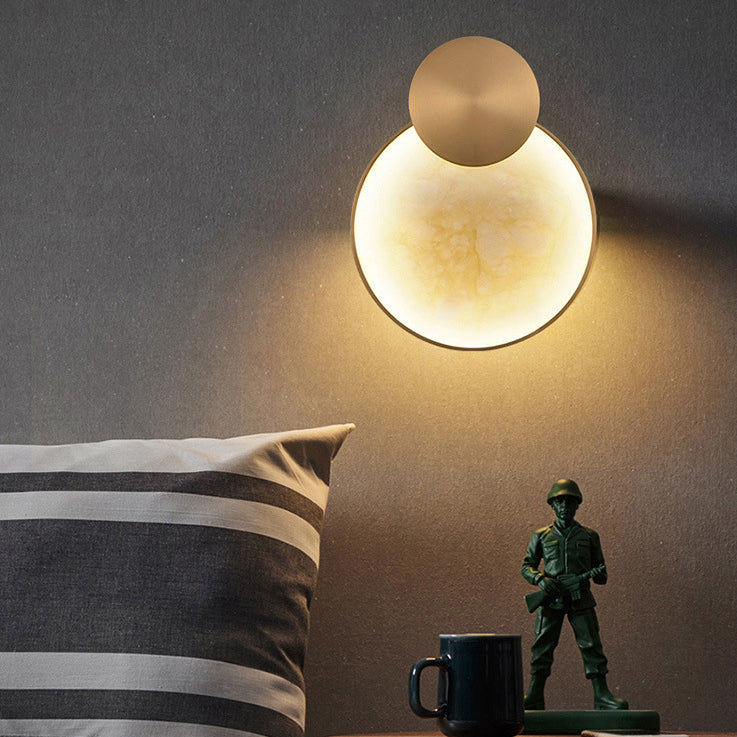 Moderne minimalistische runde Eisen Marmor LED Wandleuchte Lampe für Wohnzimmer 