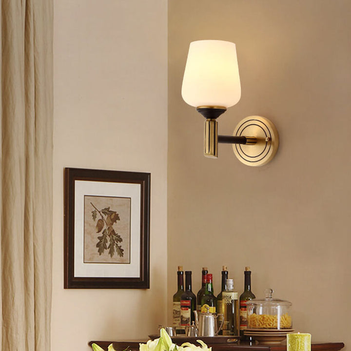 Lámpara de Aplique de Pared de 1 Luz con Vaso de Latón Todo Cilindro Tradicional Europeo para Dormitorio 